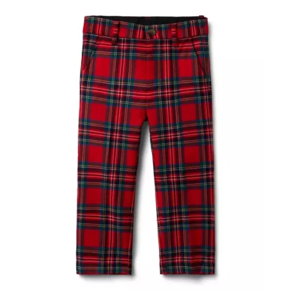 Janie and Jack Red Tartan‎ Plaid Holiday Pant Boys Size 6-12 Months Christmas